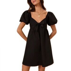 Altar'd State Black Puff Sleeve Mini Dress
